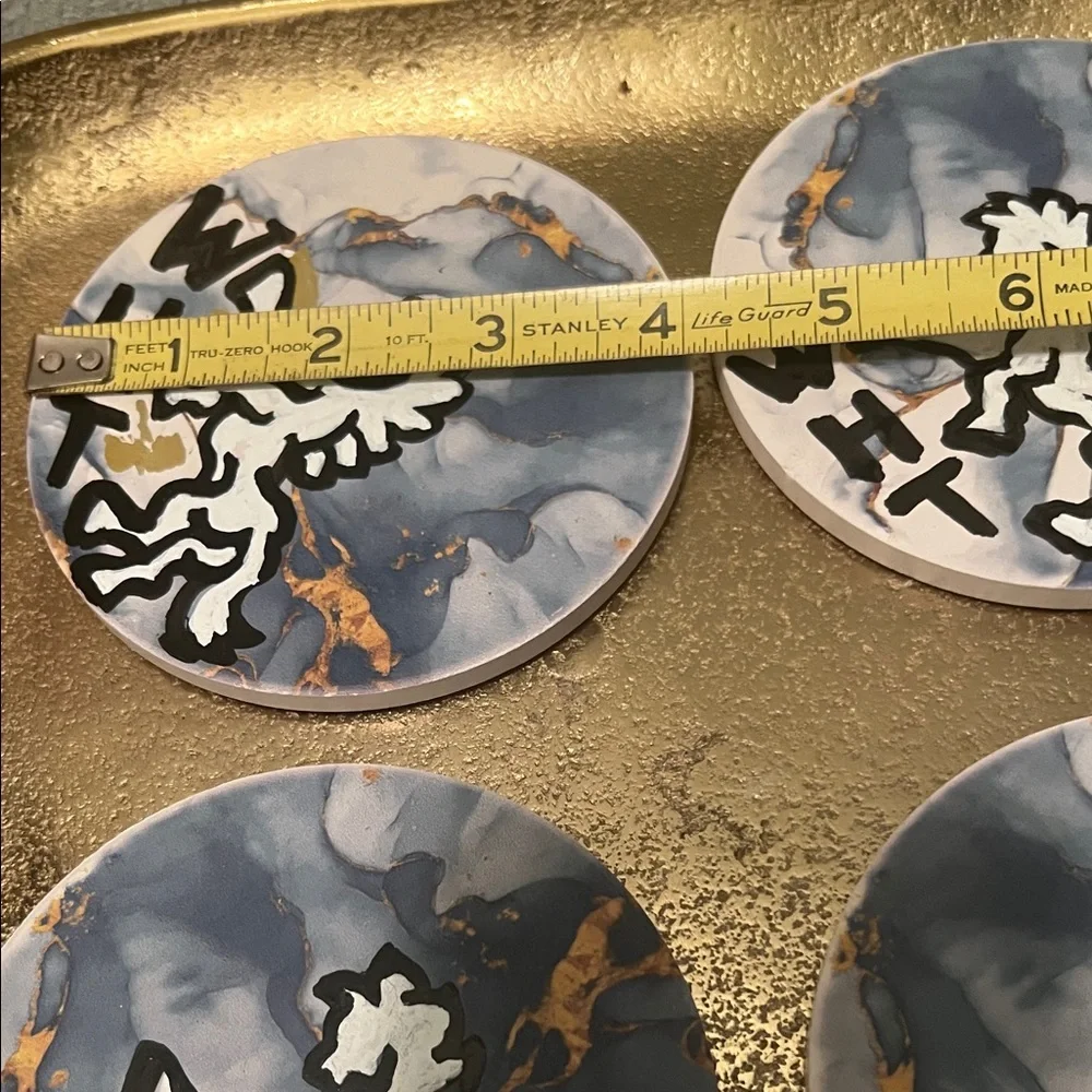 #1569**Handcraft Art Marble Coasters with Horse Design by Julie Lee